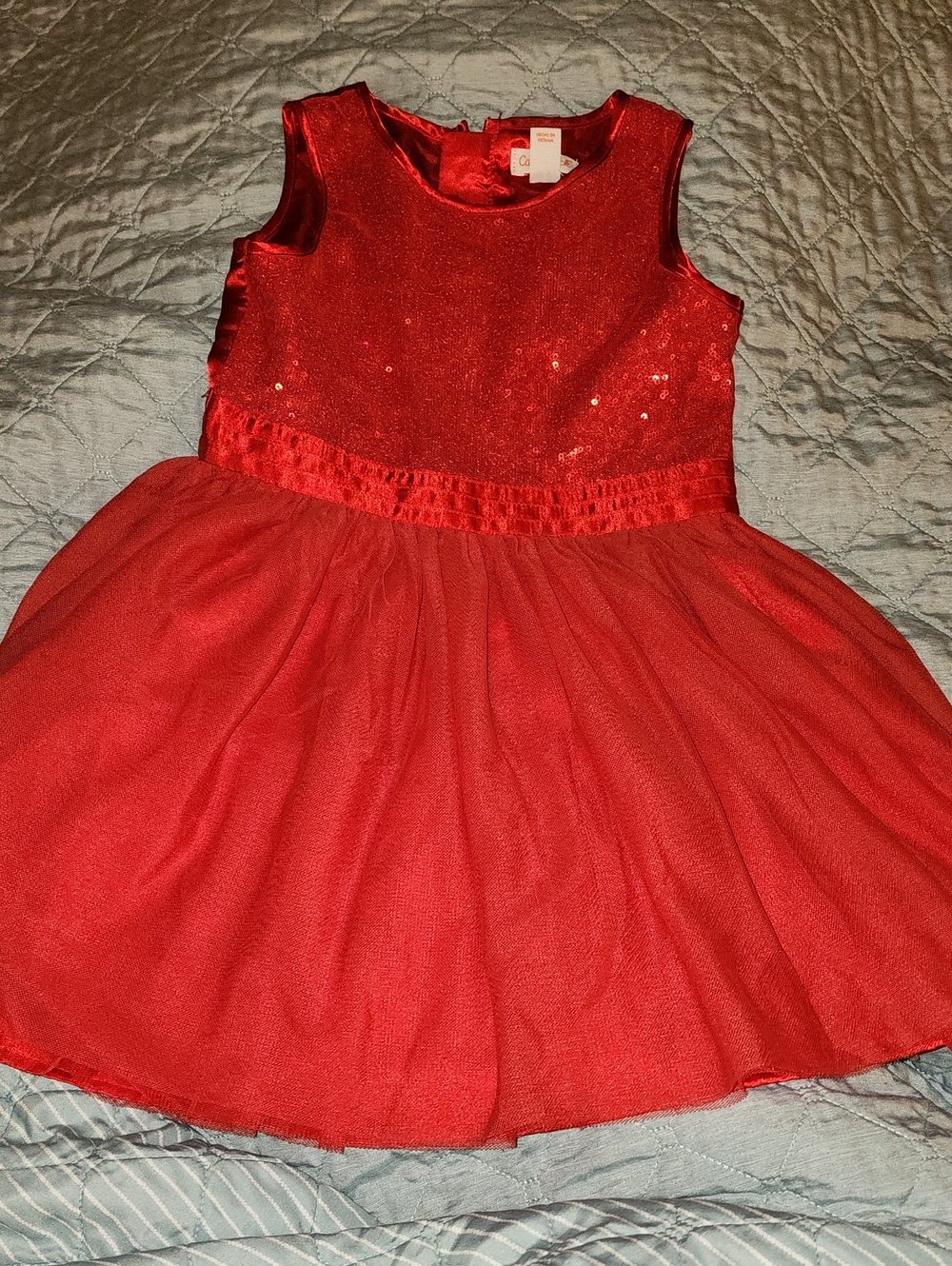 Sz 4T Cat & Jack Girls Red Sequin, Satin & Mesh Party Dress